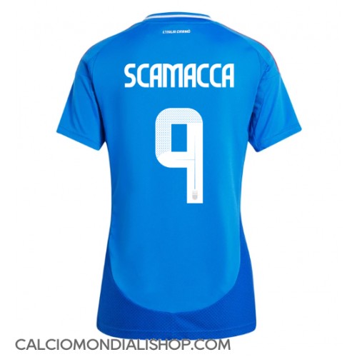 Maglie da calcio Italia Gianluca Scamacca #9 Prima Maglia Femminile Europei 2024 Manica Corta